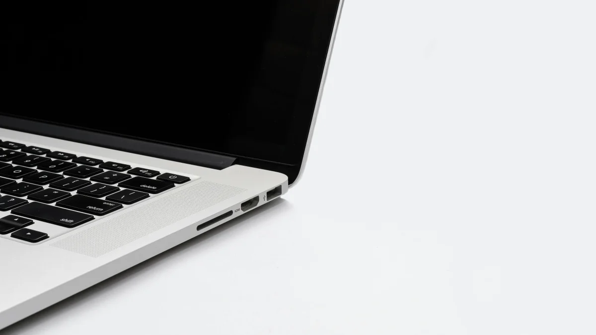 A macbook on white background