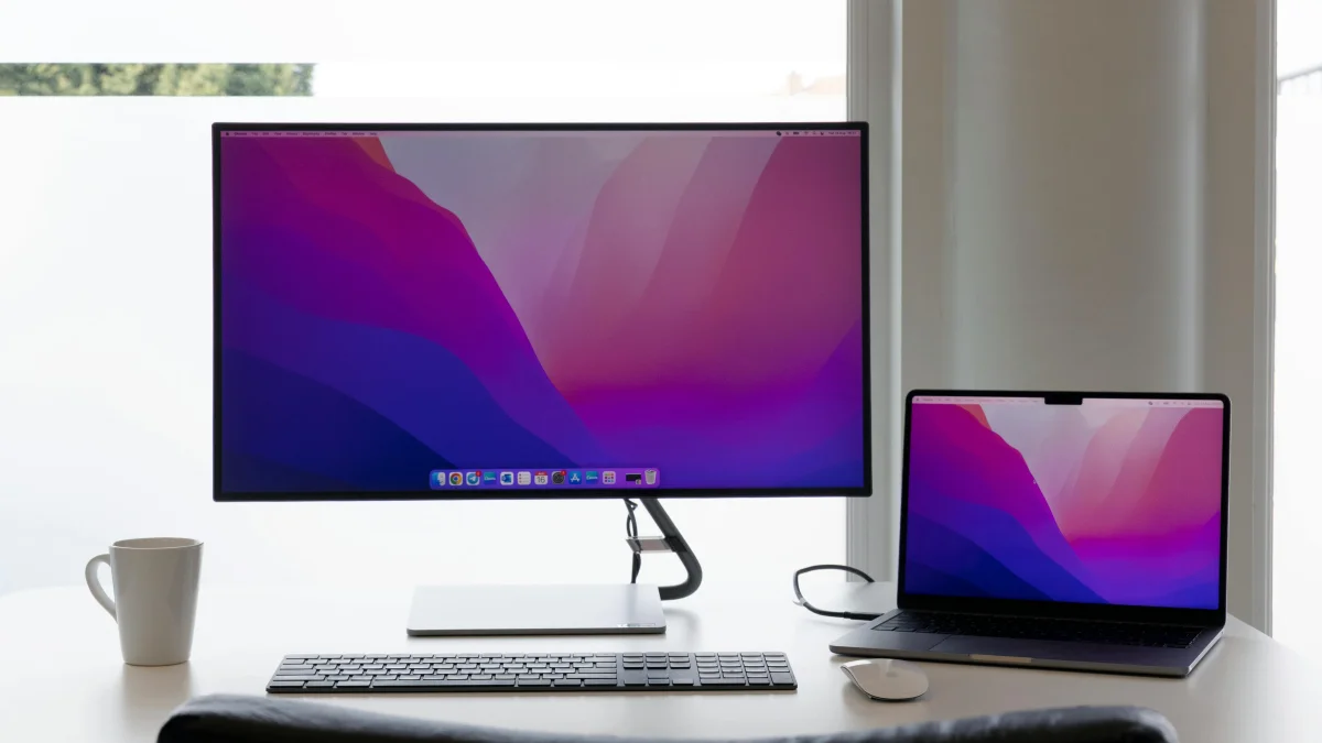 A clean mac setup with two screens